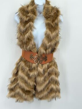Express Faux Fur Sleeveless Lined Vest Jacket Size XS EUC
